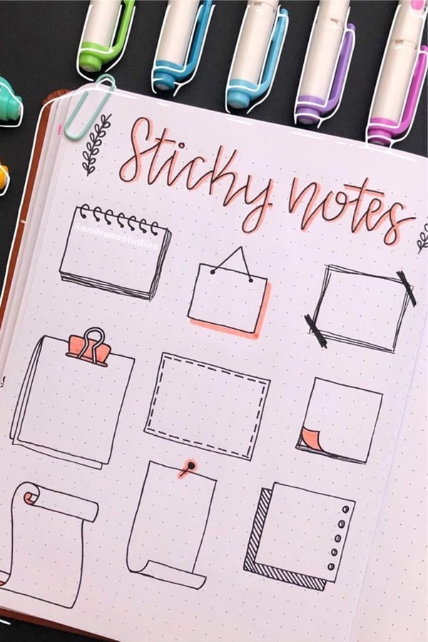 how to draw sticky notes in bullet journal