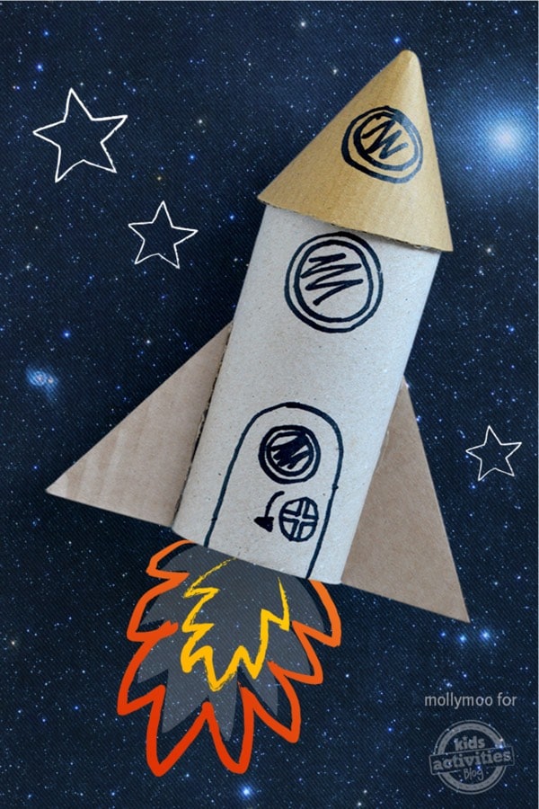 toilet roll space rocket for children