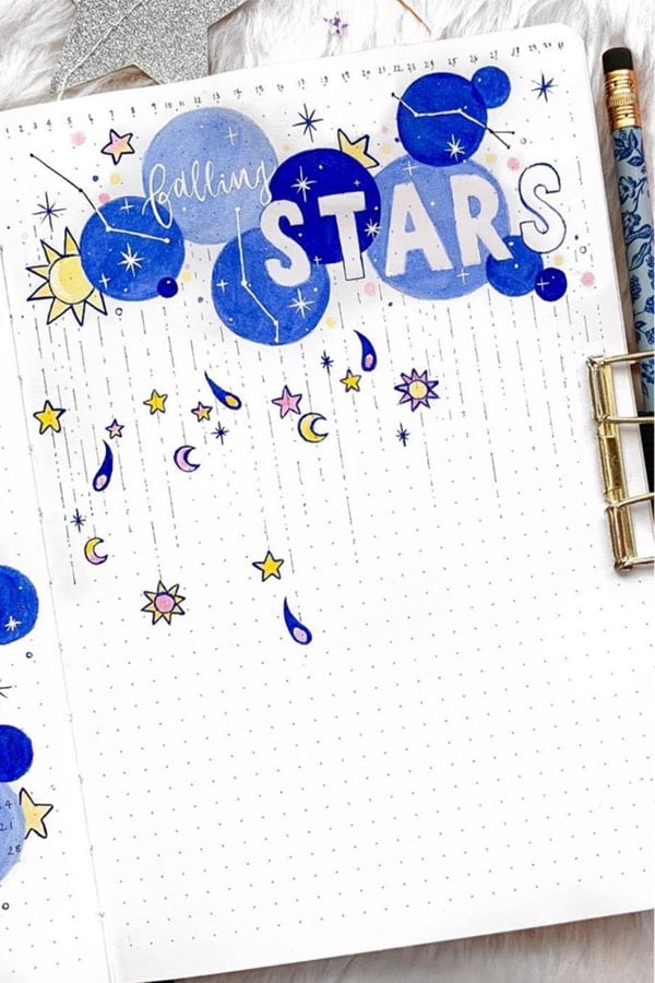 creative mood tracker with moons and stars