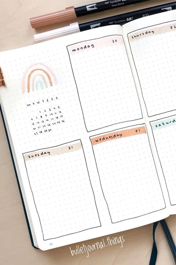 best layout ideas for rainbow bujo theme