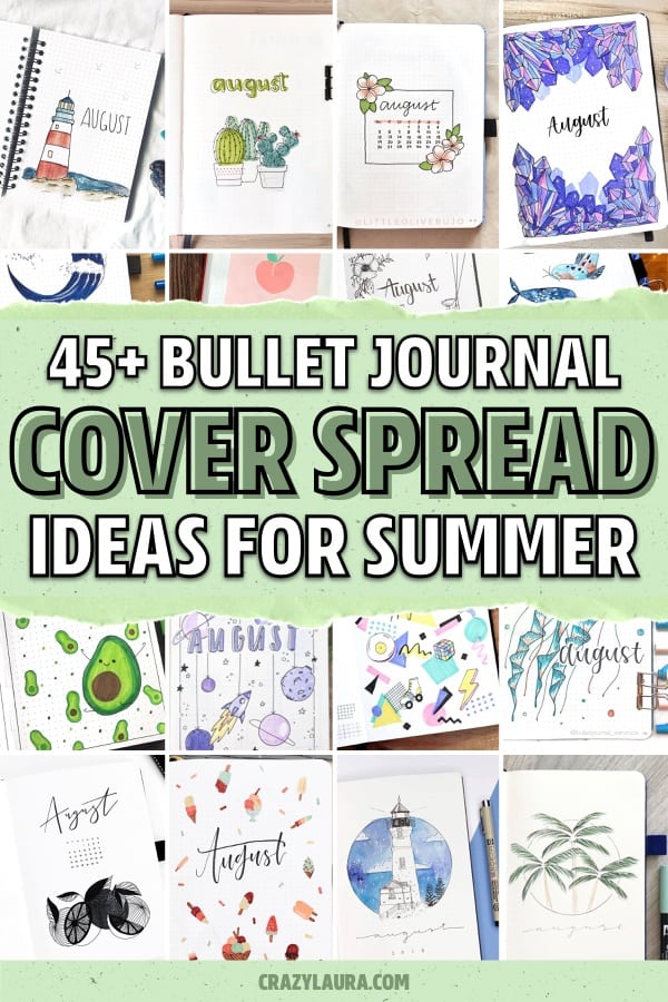 bullet journal summer cover spread examples