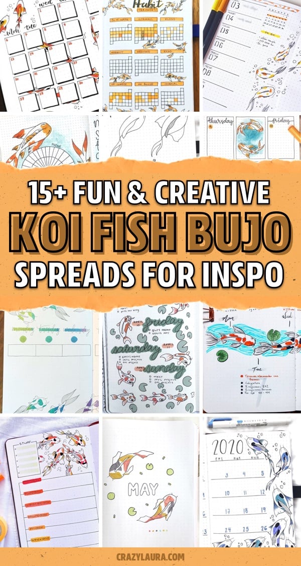 bujo theme with orange koi drawings