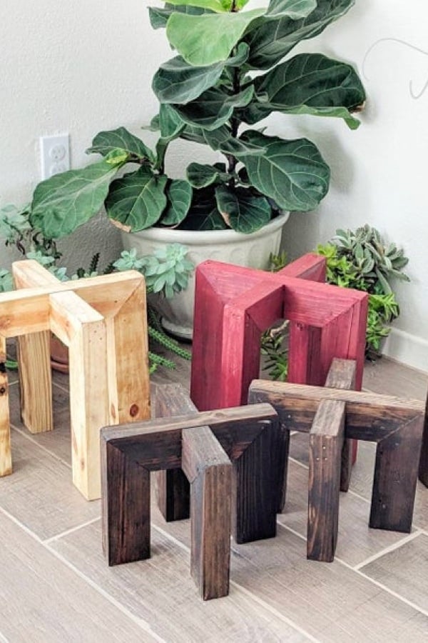 basic wooden potted plant stand
