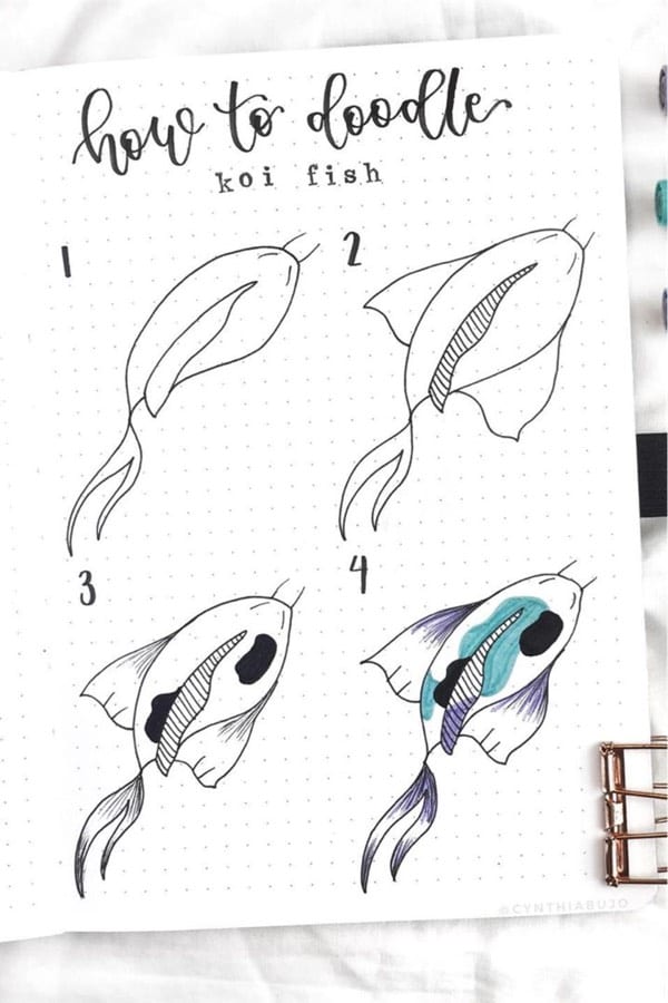how to draw a koi fish