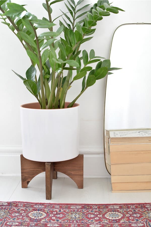 how to make mid century wood potted plant stand