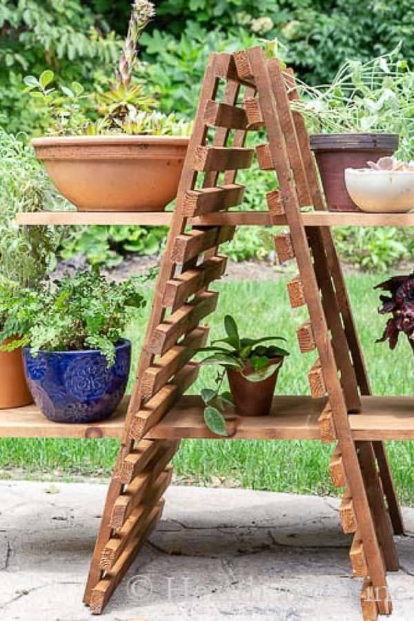 outdoor tiered wooden plant stand tutorial