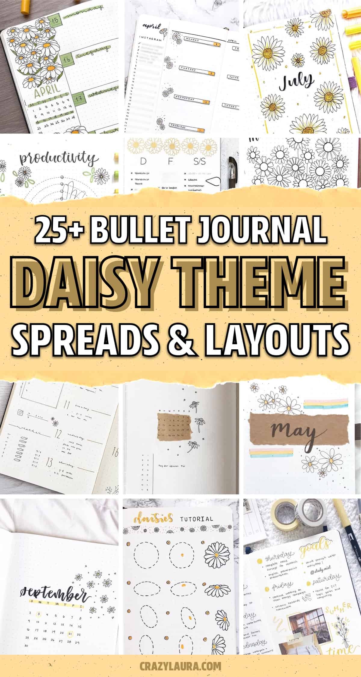 best daisy flower theme for bullet journals
