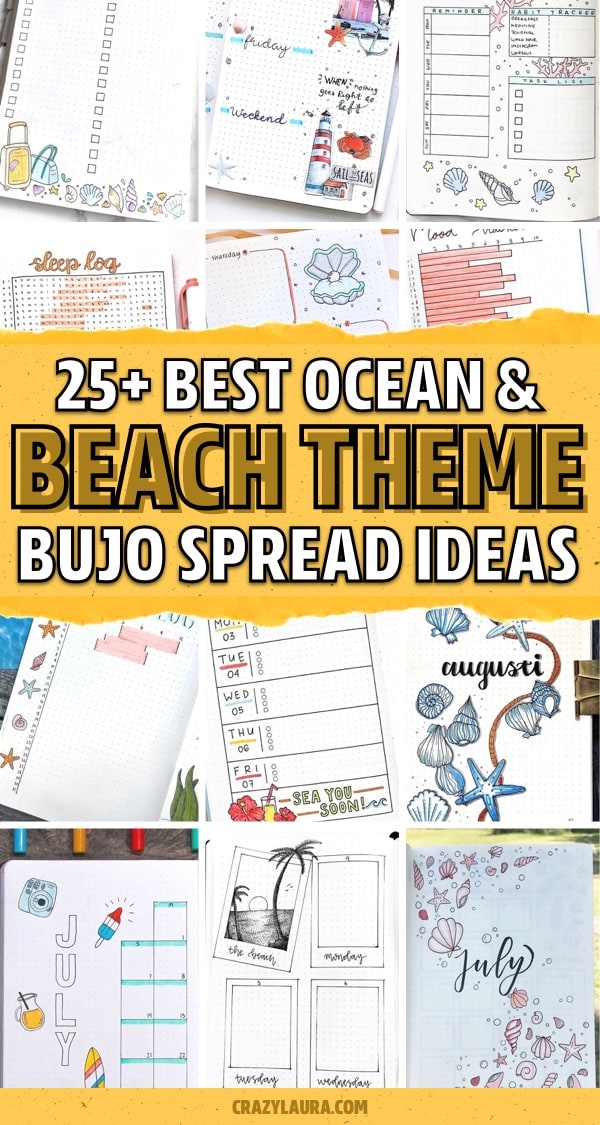 easy beach themed spreads for dot journal