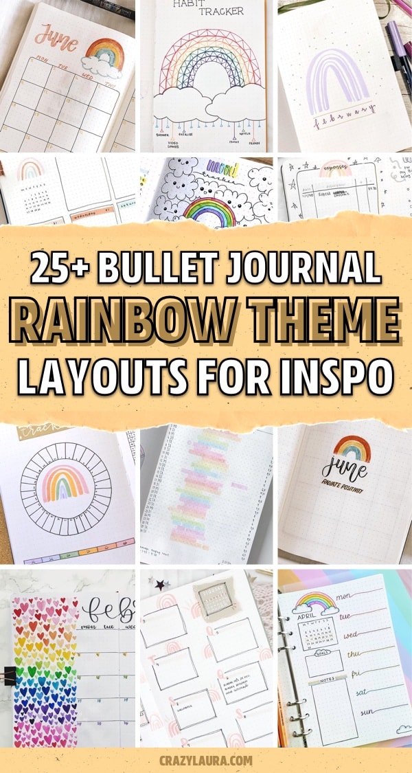 bujo theme inspo with rainbow doodles