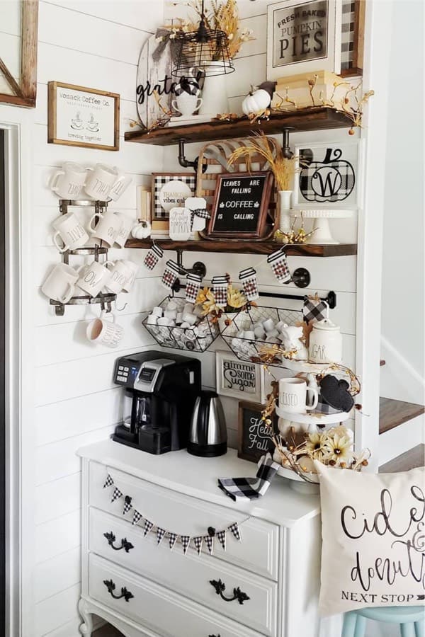 coffee stand with farmhouse decor