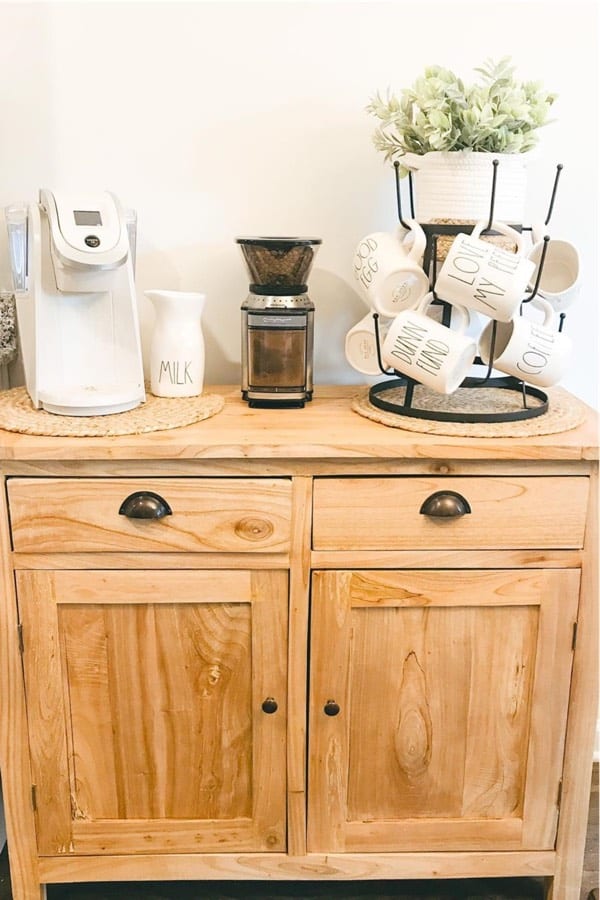 homemade coffee cup station