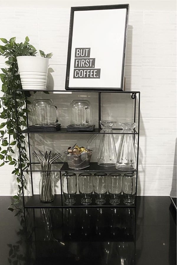 small coffee bar with sign