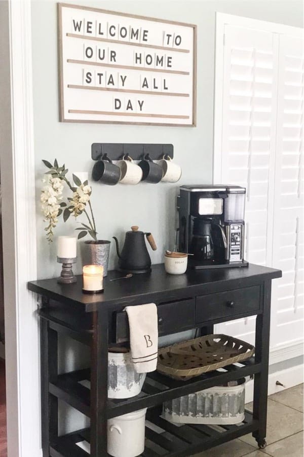 black rustic coffee station example