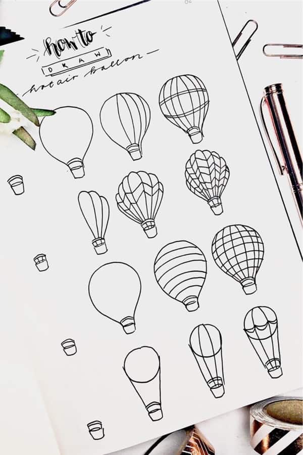 step by step hot air balloon doodle tutorial