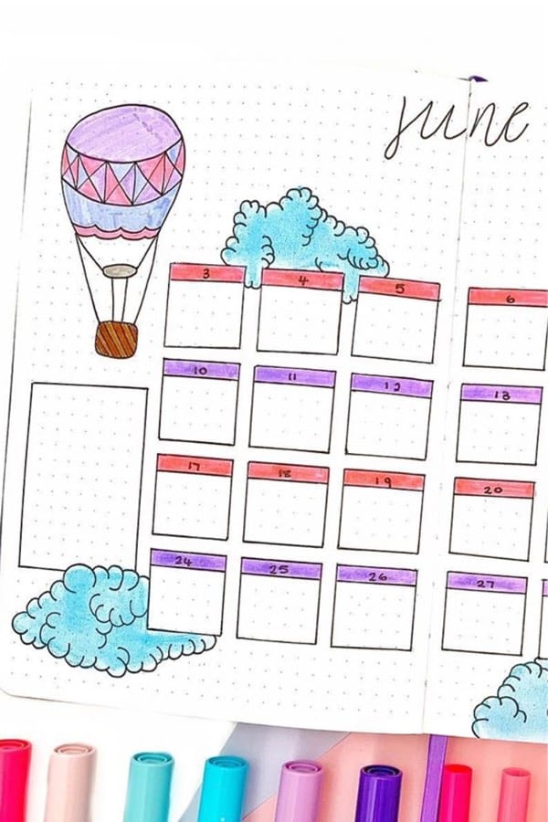 cute monthly log with balloon theme