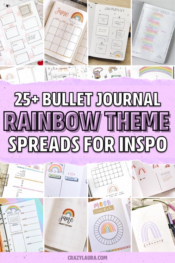 rainbow theme for dot journal spreads