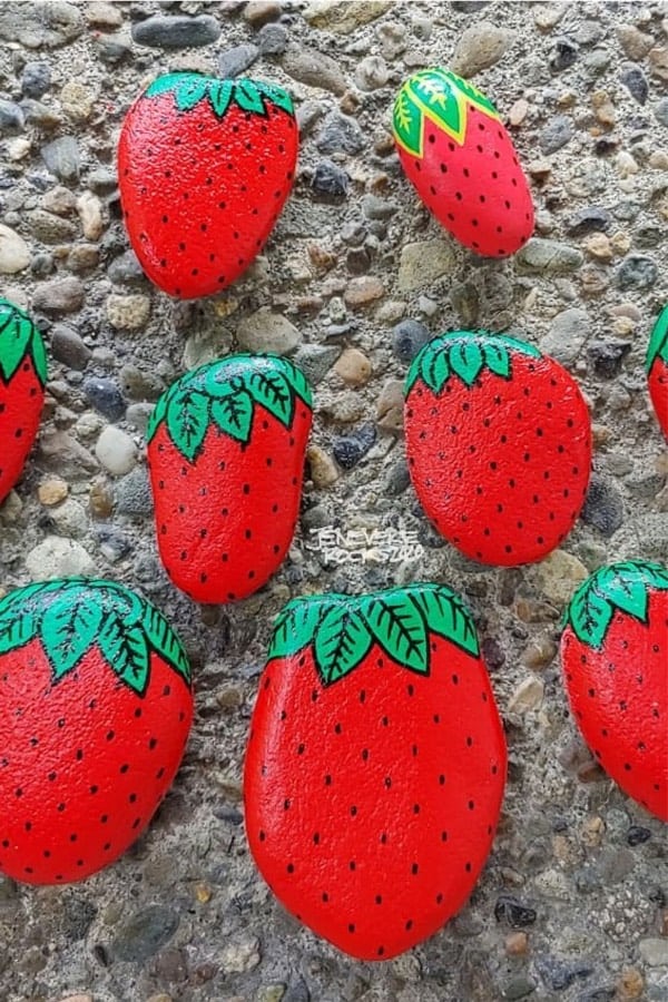 stone painting ideas with fruit theme