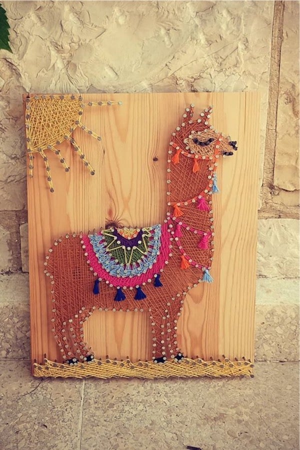 cute string art project with llama