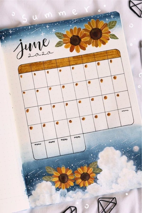 flower themed monthly spread
