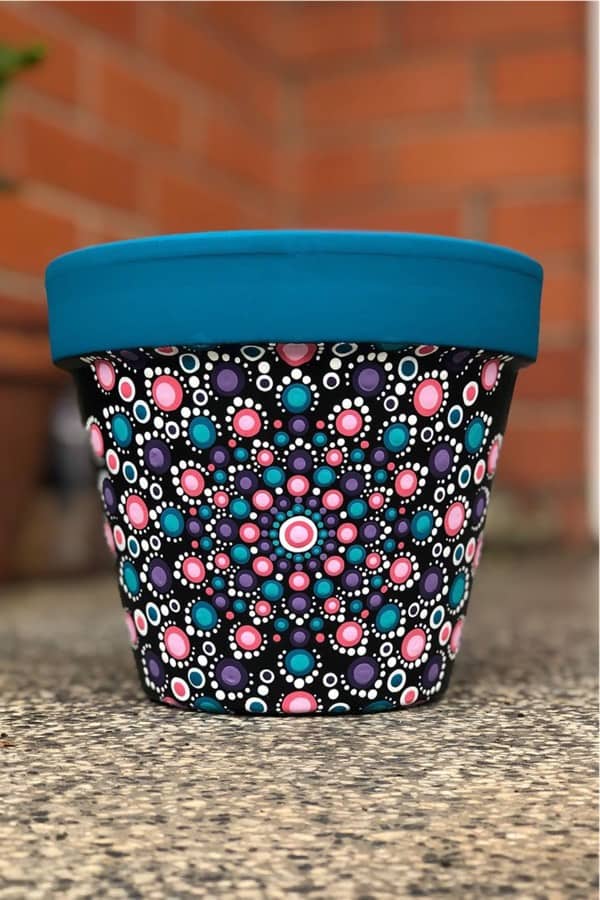 colorful design for painted terra cotta pot