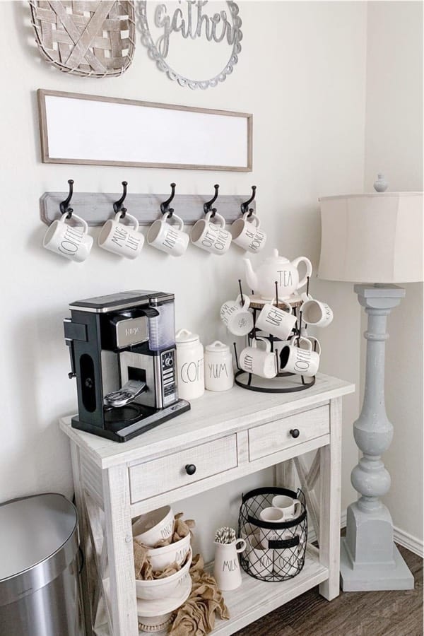best coffee station ideas with rae dunn cups