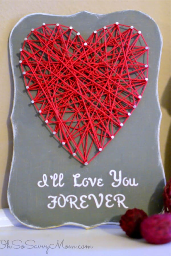 nail and string project for valentines day