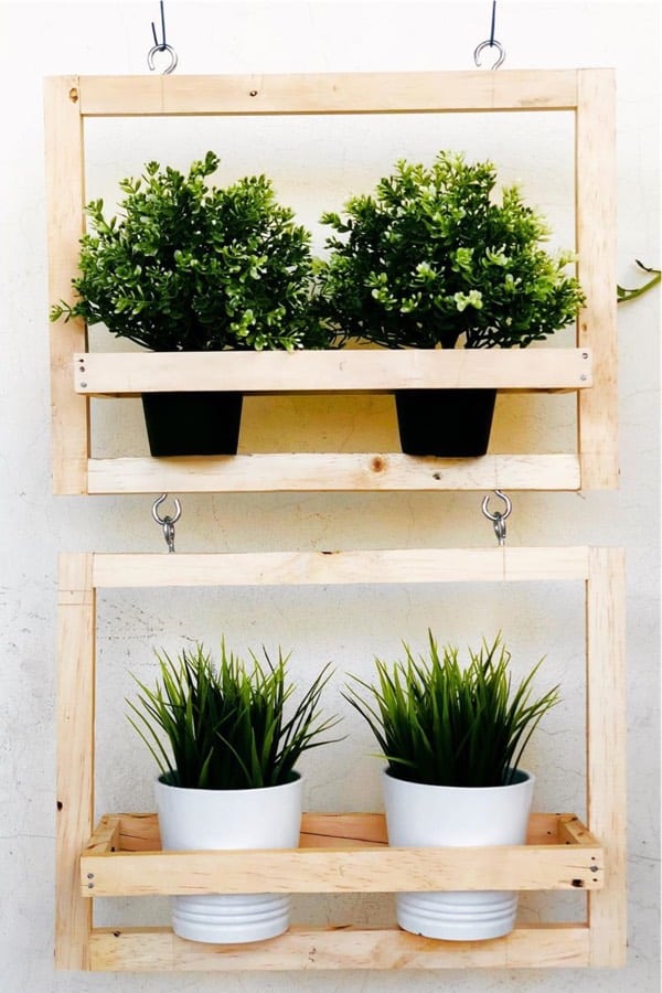 scrapwood diy hanging garden idea