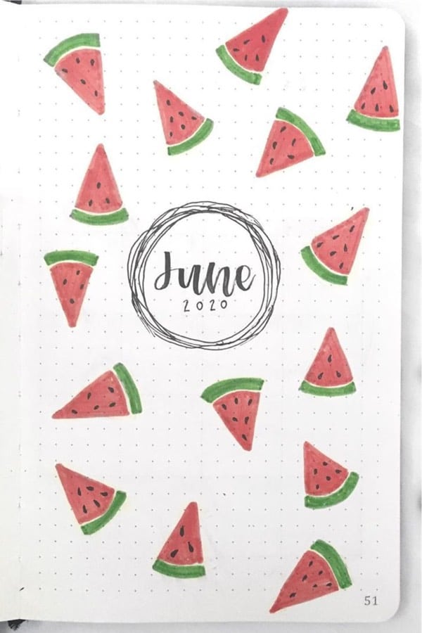 summer bujo watermelon theme inspiration