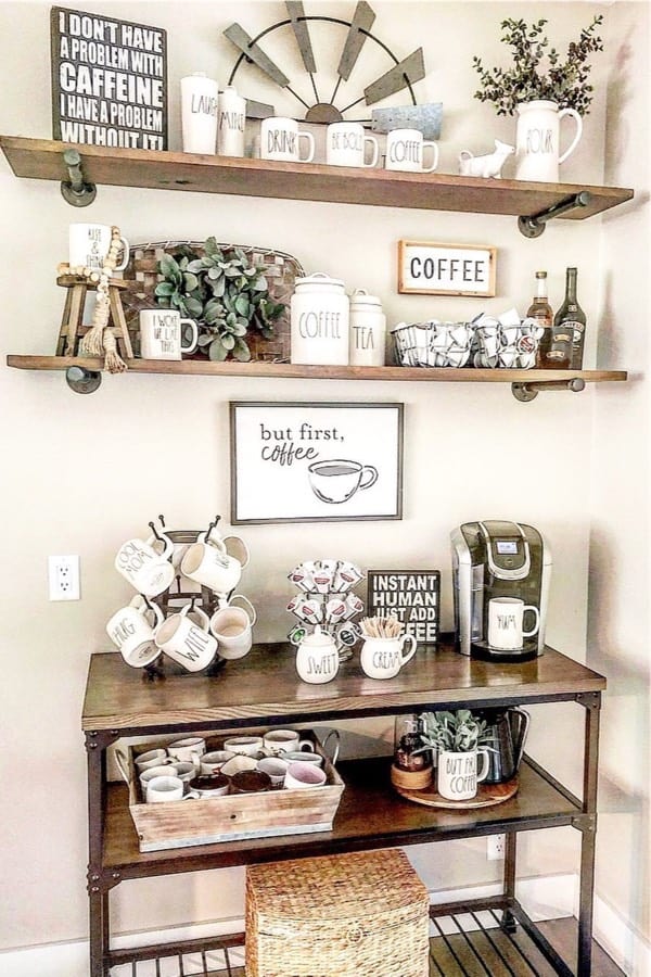 coffee station with cute signs