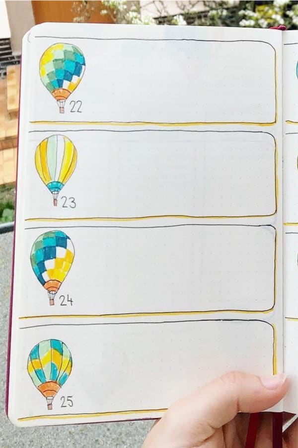 hot air balloon bujo layout