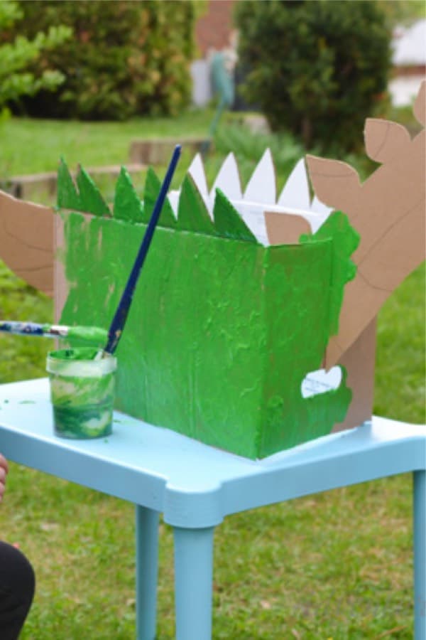 recycled cardboard box dinosaur craft tutorial