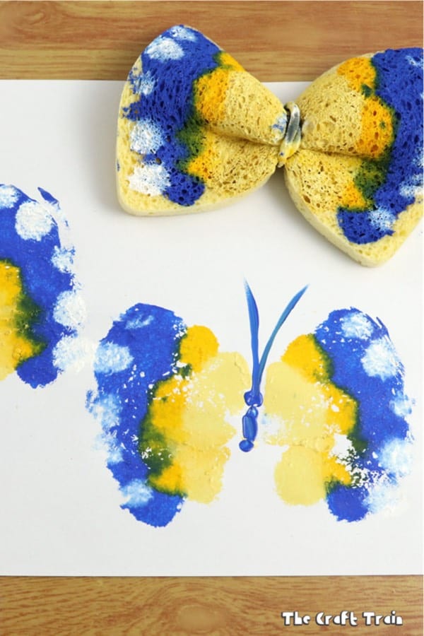 old sponge butterfly craft for children