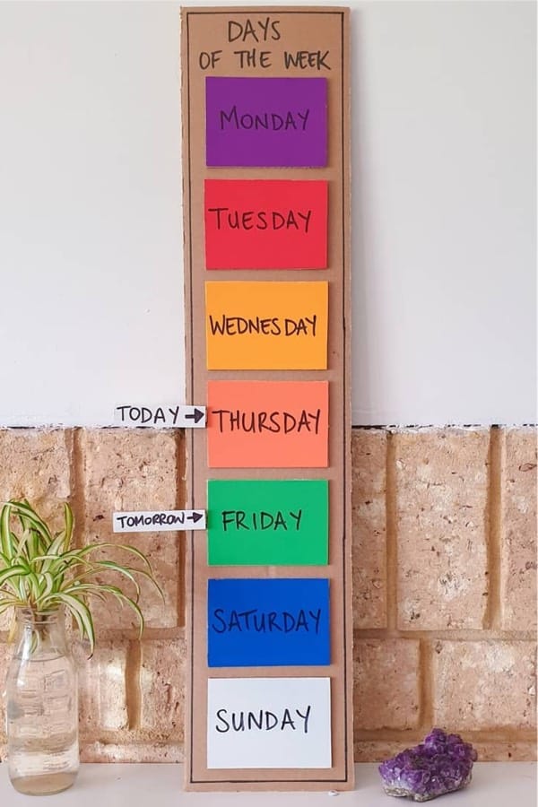 day of the week learning activity for kids