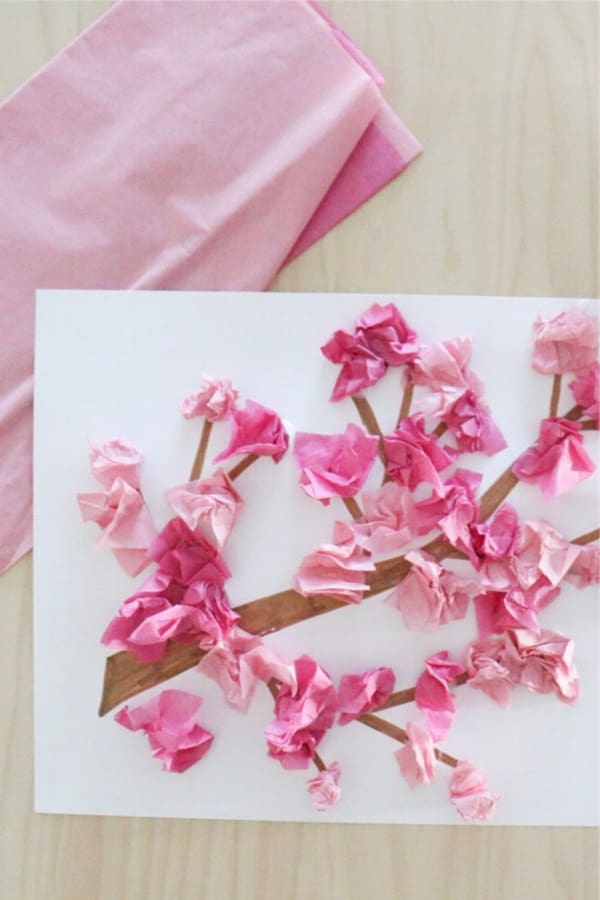 simple cherry blossom paper craft for young children