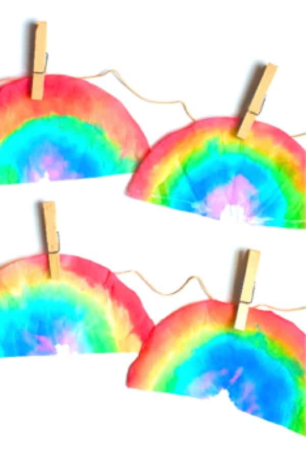 rainbow theme kids craft with coffee paper