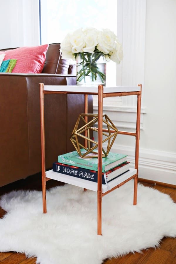 easy end table tutorial with copper pipes
