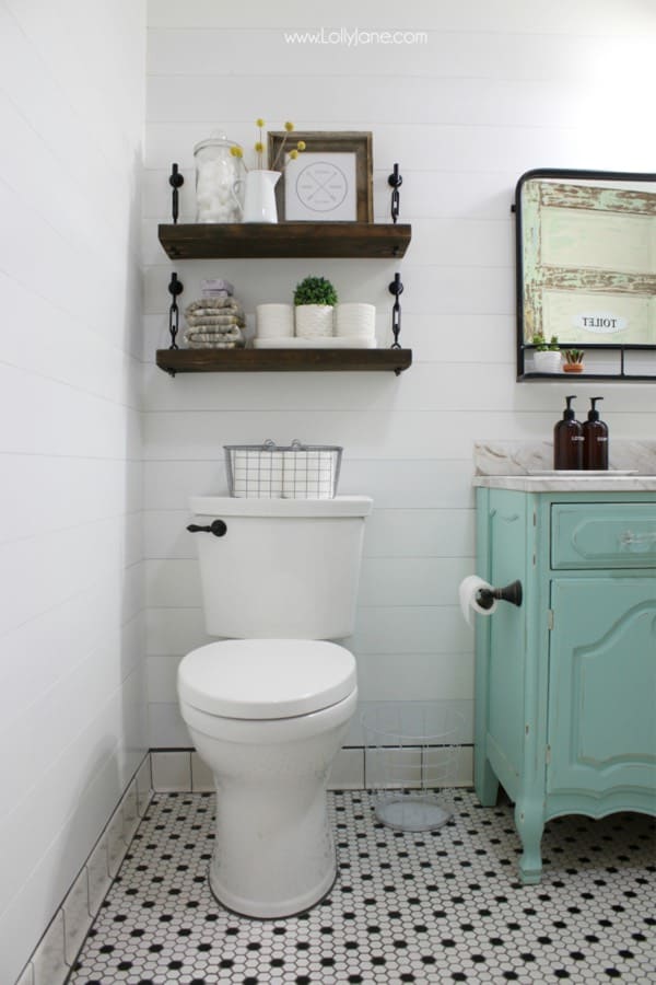 how to make shelves over toilet