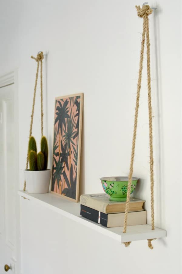 shelving ideas with hanging rope