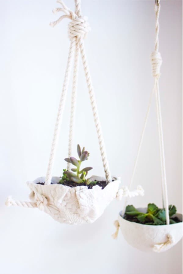 make your own clay hanging planter