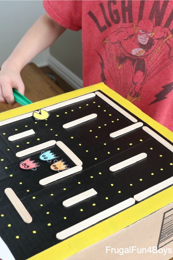 pac man activity with cardboard boxes