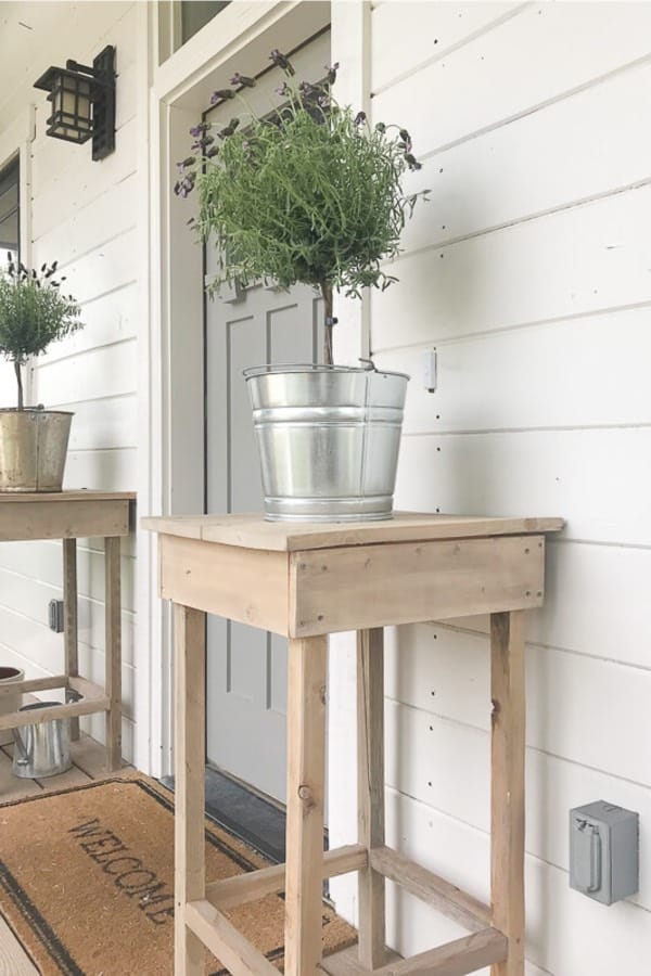 scrap wood tall end table for outside