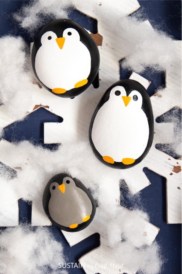 penguin painted rock craft for kids
