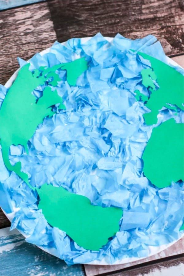 earth day craft with tissue paper