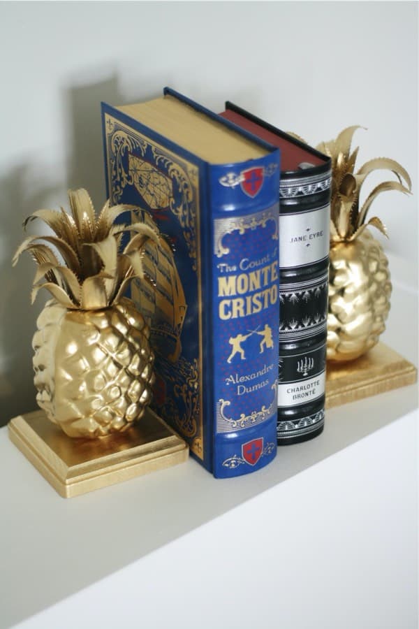 gold painted bookends for inspiration