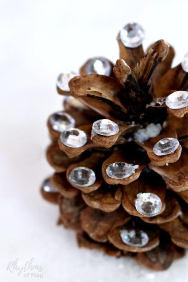pinecone craft with diy jewels
