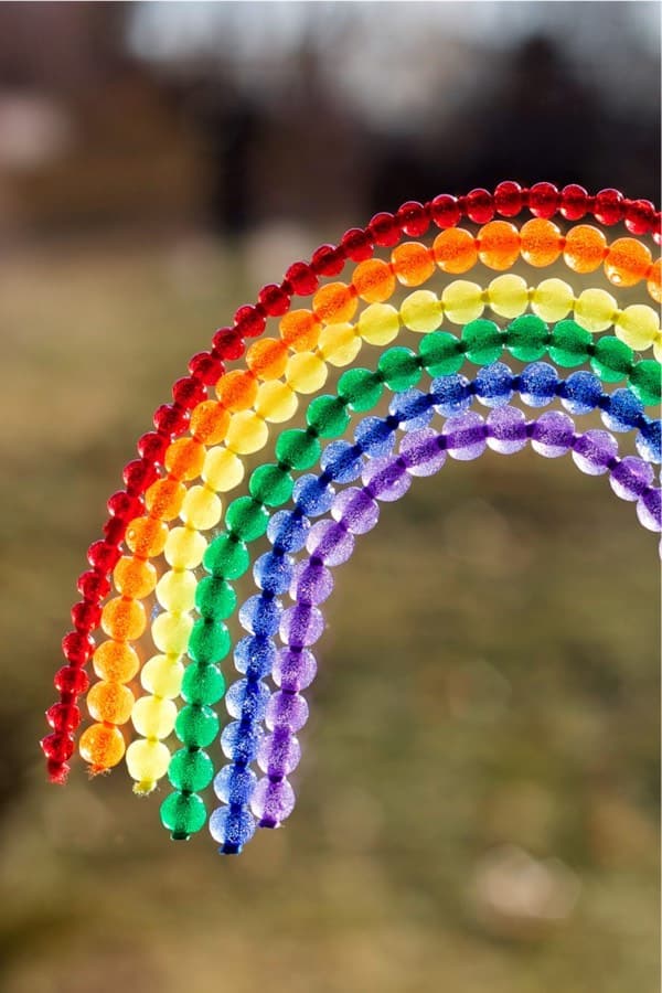 suncatcher activity with rainbow beads