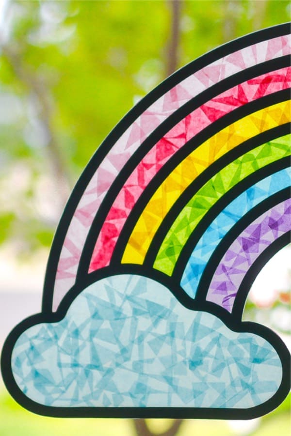 rainbow tissue paper art project for kids