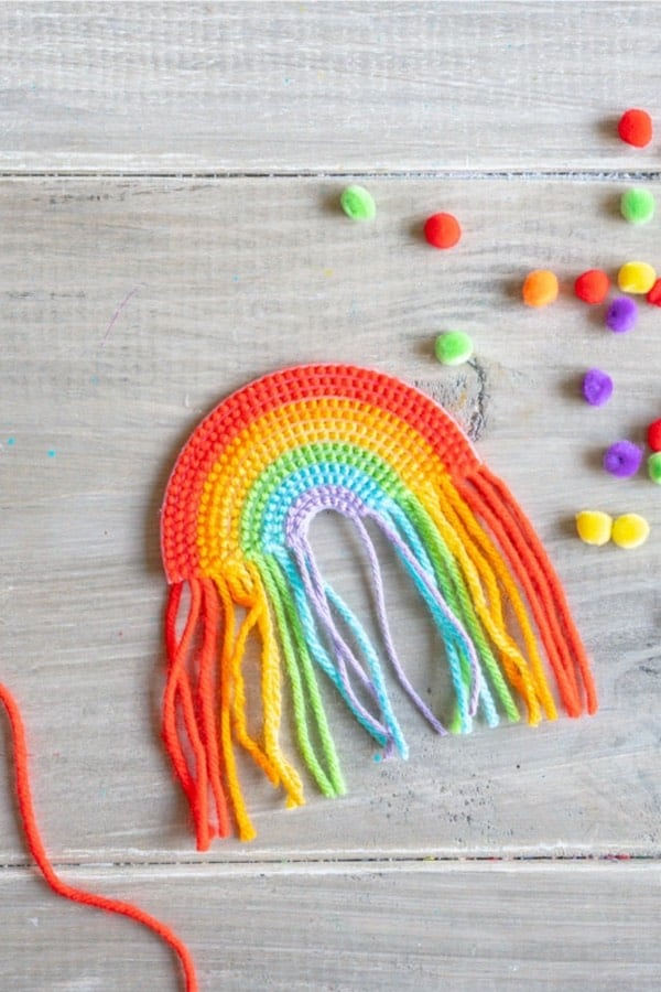 yarn craft with rainbow colors