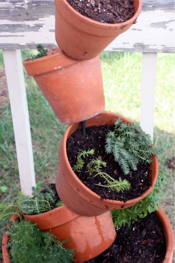 stacked clay pot planter tutorial