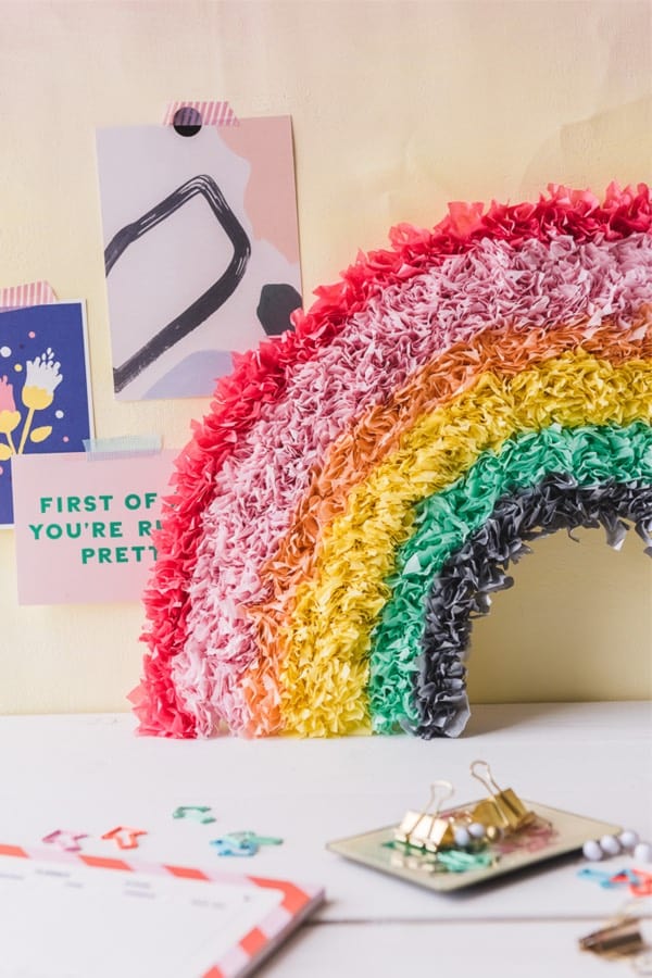 fun rainbow craft with tissue paper